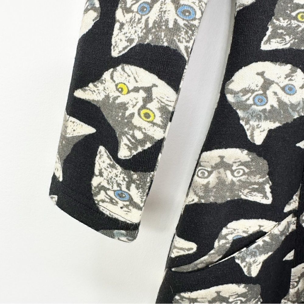 Long Sleeve Black Knit‎ Cat w/Pockets Full Skirt Dress Frock Shop Modcloth XS - Picture 6 of 13